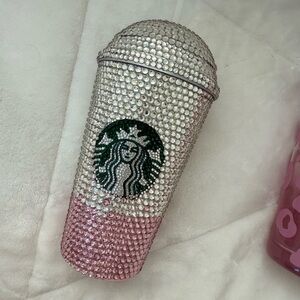 Starbucks Pink and Silver Rhinestone Tumbler